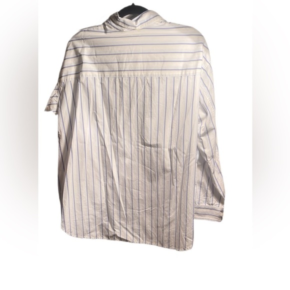 Wilfred Free oversized relaxed cotton blue yellow buttn down long sleeve shrt XS - Picture 3 of 5